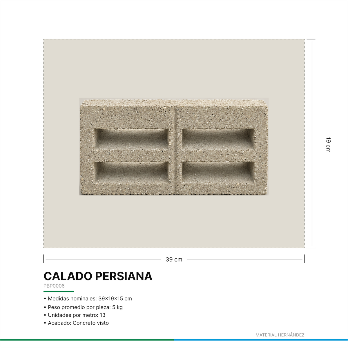 Calado Persiana de Concreto 39 × 19 cm