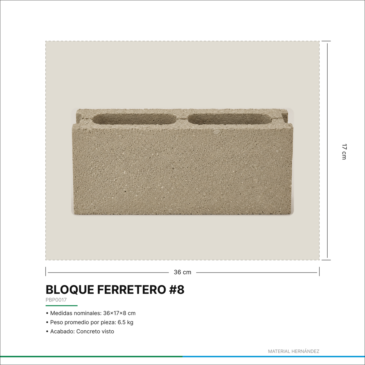 Bloque Ferretero #8 – 8 × 17 × 36 cm